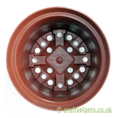 The inside of a 12cm plastic plant pot by craftyplants